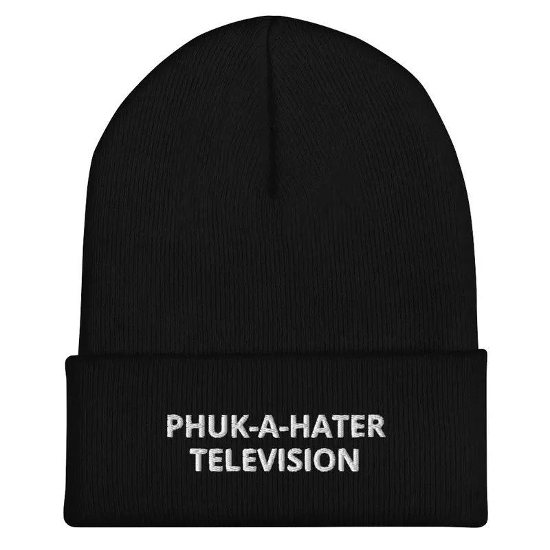 PHUK-A-HATER TV BEANIE WHITE TXT