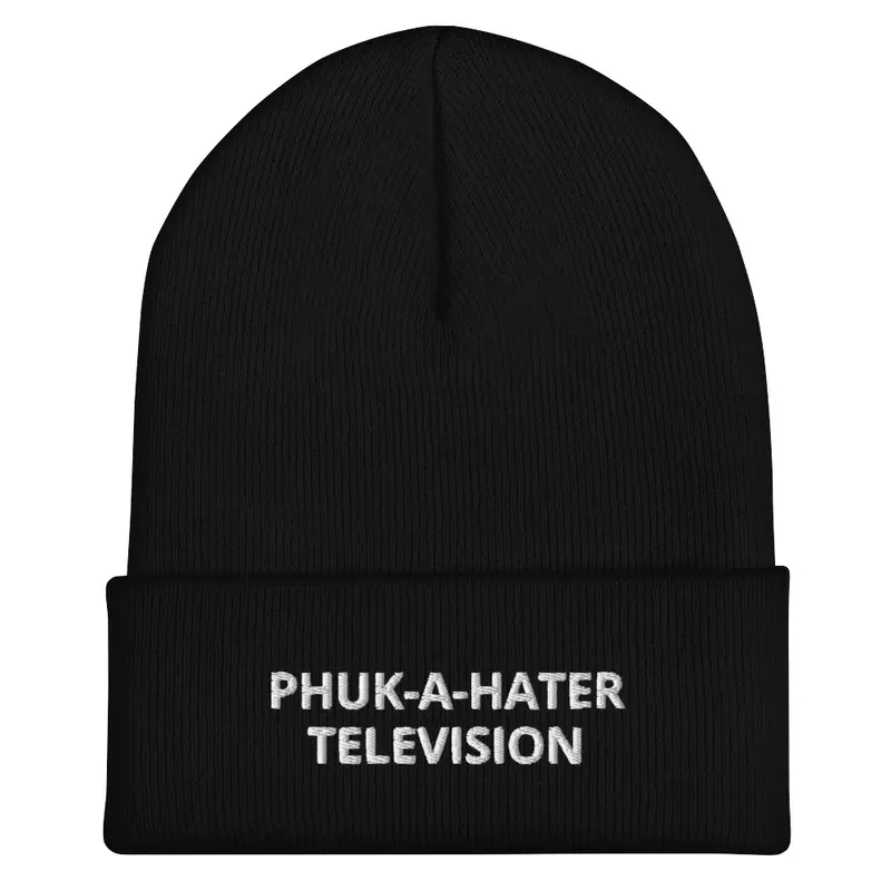 PHUK-A-HATER TV BEANIE WHITE TXT